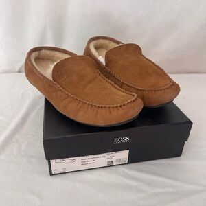 Hugo Boss RELAX shearling moccasin slippers lounge shoes  Fur Size  10  New